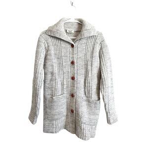 Sears Vintage Cardigan Sweater Wool Blend Gray Buttons Collar Pockets Small
